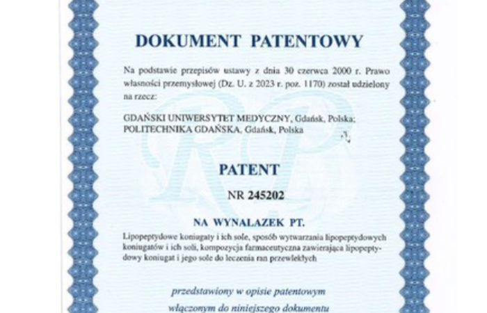 Patent dla badacza z Pracowni Inżynierii Tkankowej i Medycyny Regeneracyjnej
